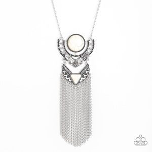 Vintage silver necklace with bone stone